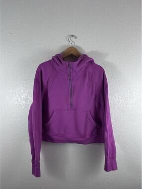 Lululemon Scuba Pink Fleece Hoodie 1/2 Zip Hooded Pockets Women's Size M/L